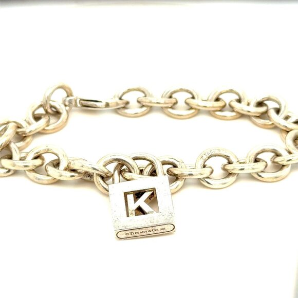 T&Co. 925 Initial Padlock K Charm Bracelet - Picture 2 of 7